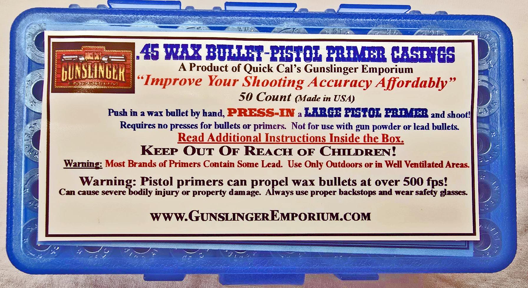 K.) .45 Wax Bullet Brass (Large Pistol Primer Press-In/Enlarged Flash Hole) 50ct