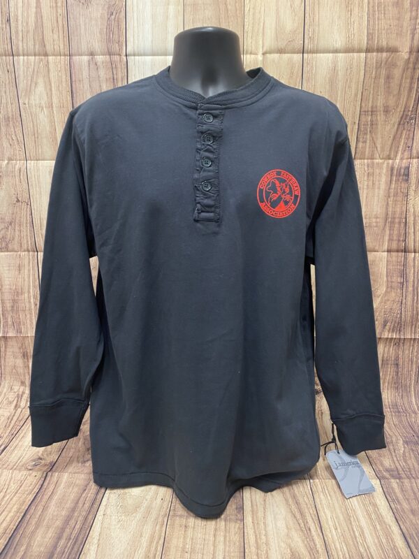 AP - Henley - Heathered Charcoal w/red logo