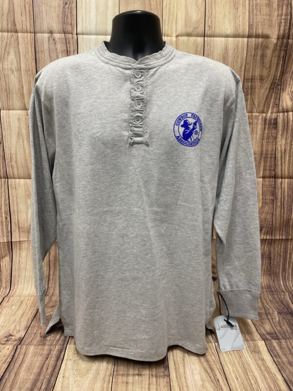 AP - Henley - Grey w/Blue Logo