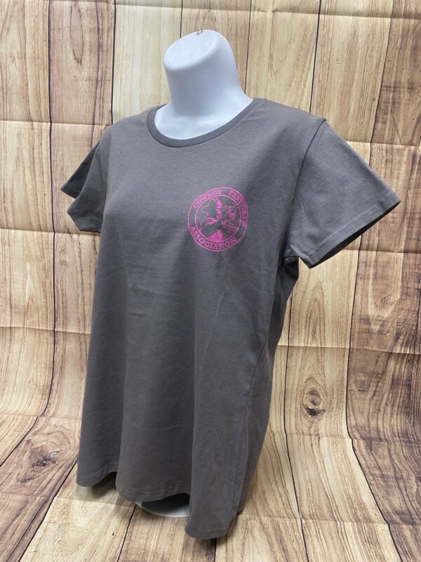 AP- Ladies CFDA T-Shirt - Dark Grey w/Pink Logo